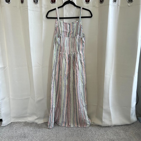 Old‎ Navy Dress XS Striped Linen Blend Lagenlook Boho Nautical Pastel 17662x - Picture 2 of 11